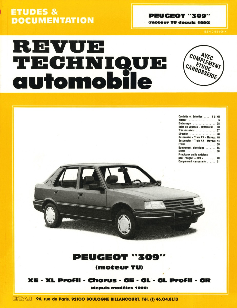 Peugeot 309 chorus xl, xr, gl, gl profil, gr
