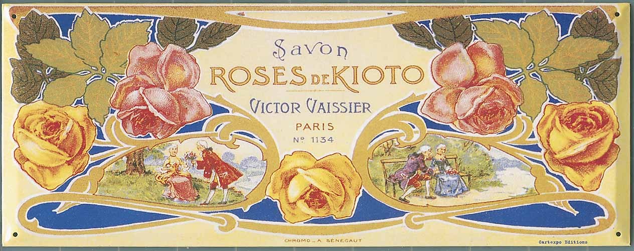 Plaque métal Savon roses de Kioto