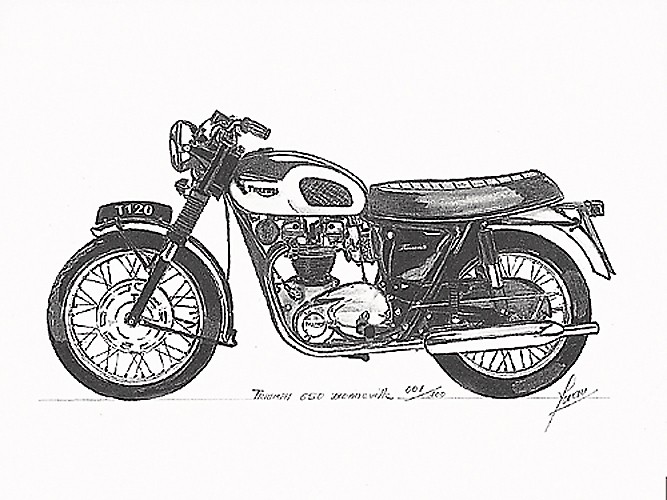 Lithographie Triumph bonneville