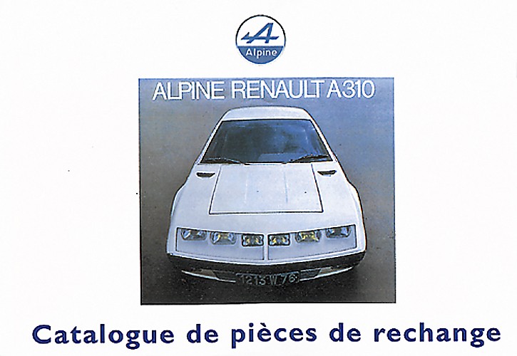 ALPINE RENAULT A310 CATALOGUE DE PIÈCES