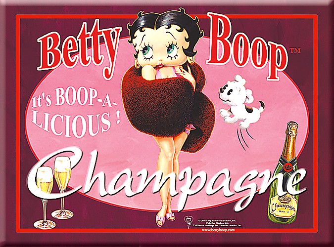 Plaque métal Betty Boop Champagne 990