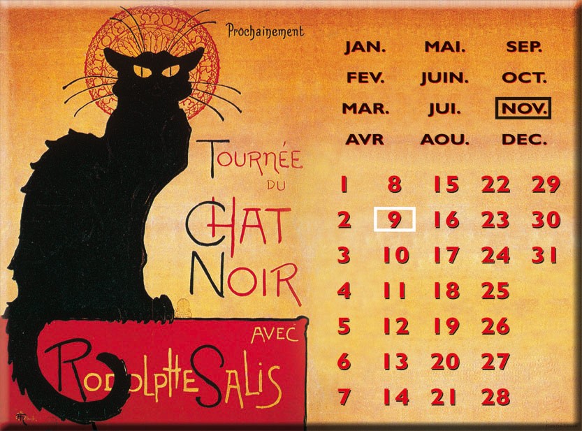 Calendrier perpétuel Tournée du Chat Noir