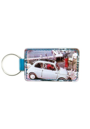 Porte-clés pvc Fiat 500 bleu