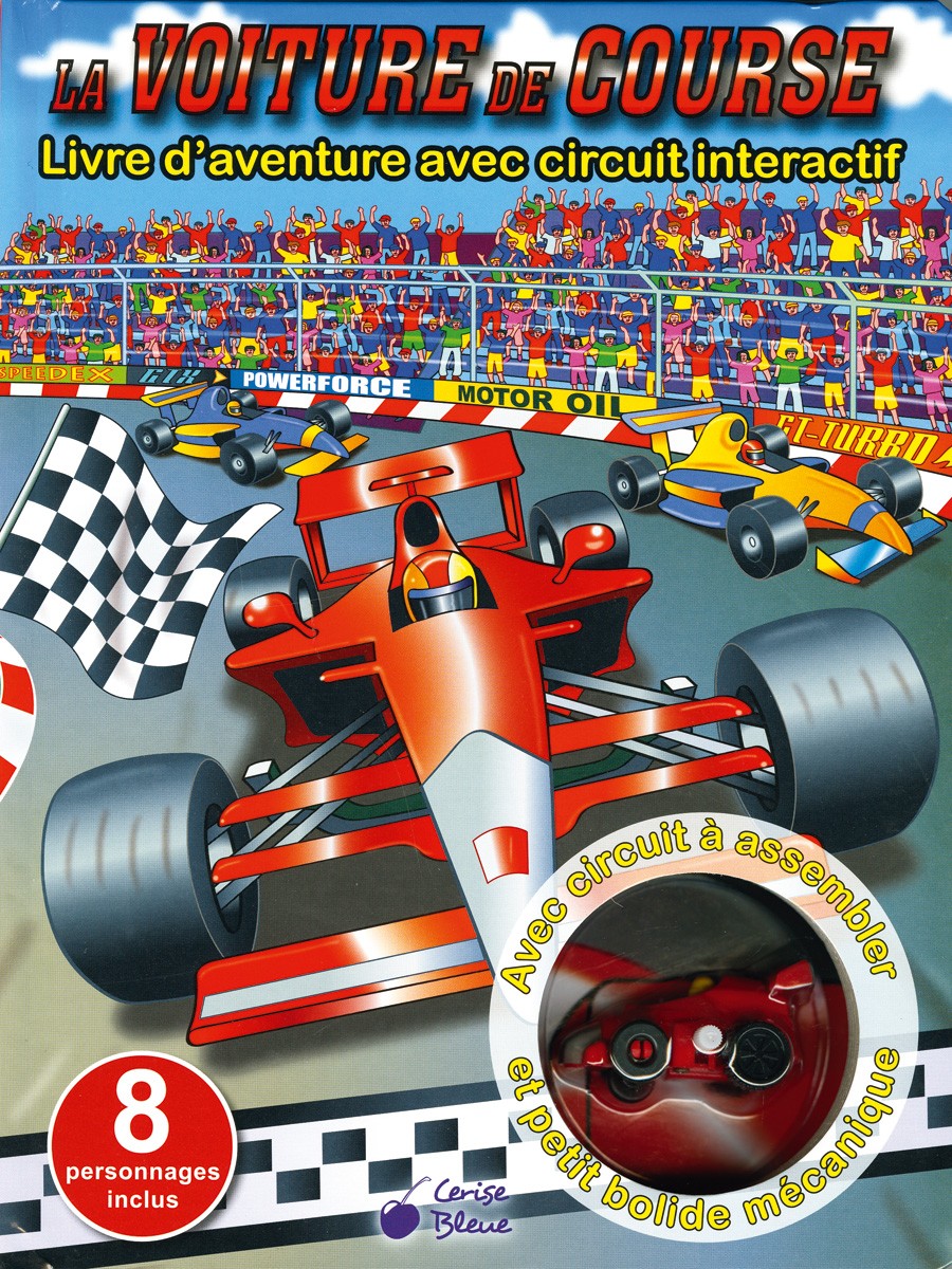 Livre enfants voiture de course et circuit