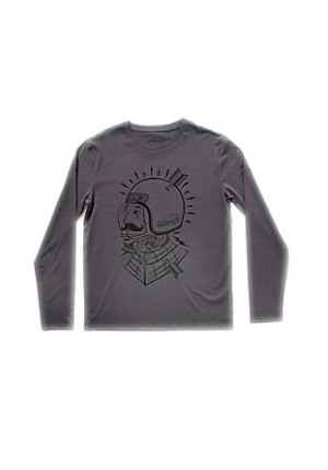 Tee-shirt biker moustache gris chiné