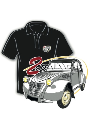 Polo Citroën 2 CV grise taille m