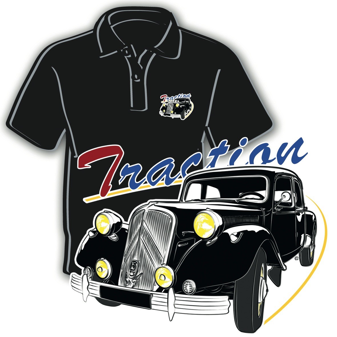 Polo Citroën Traction noir taille m