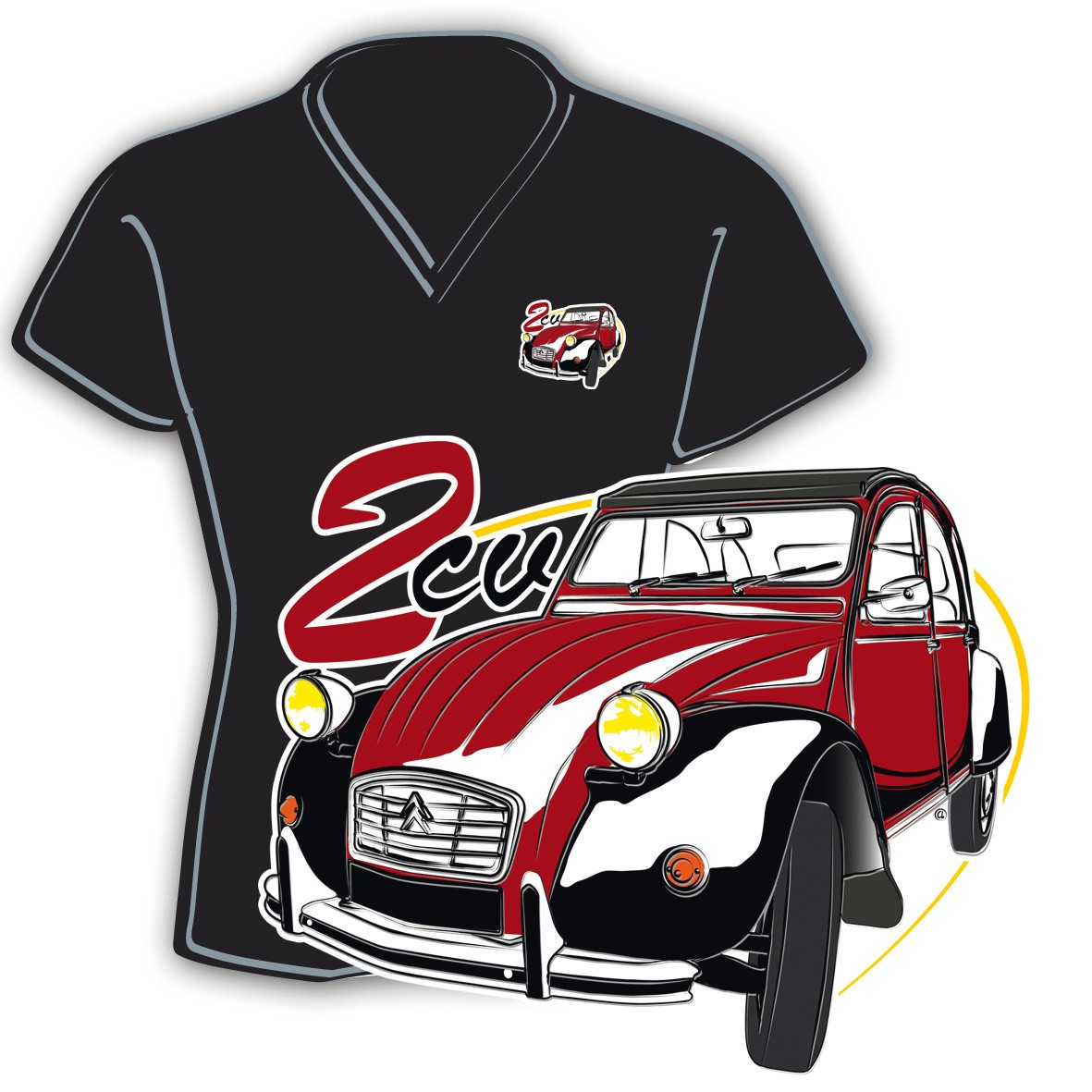 Tee-shirt femme Citroën 2 CV bordeaux taille m