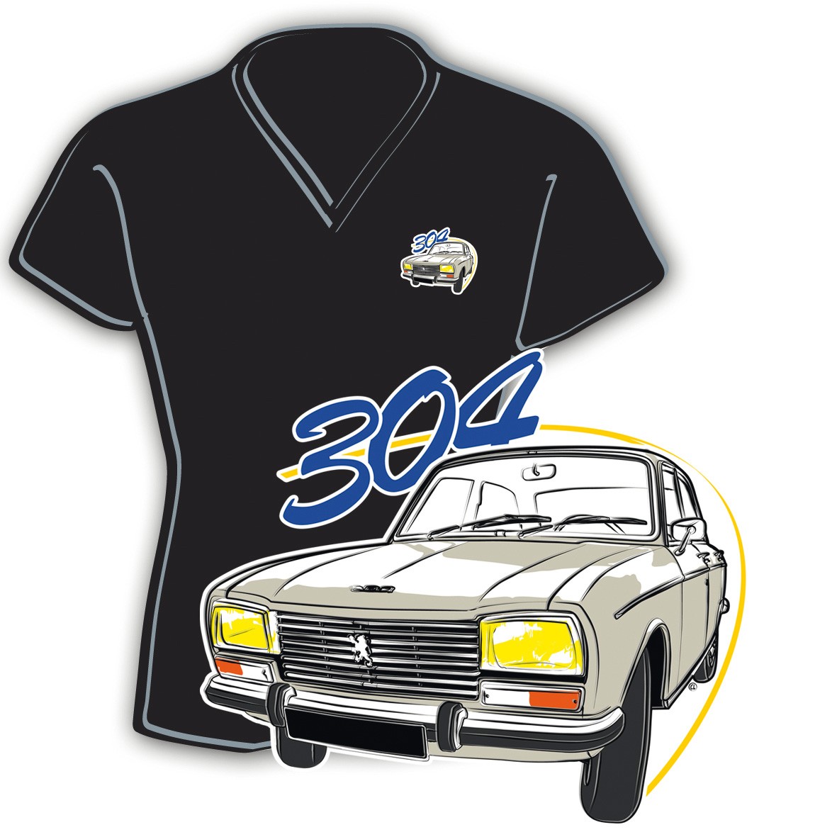 Tee-shirt femme Peugeot 304 grise taille xl