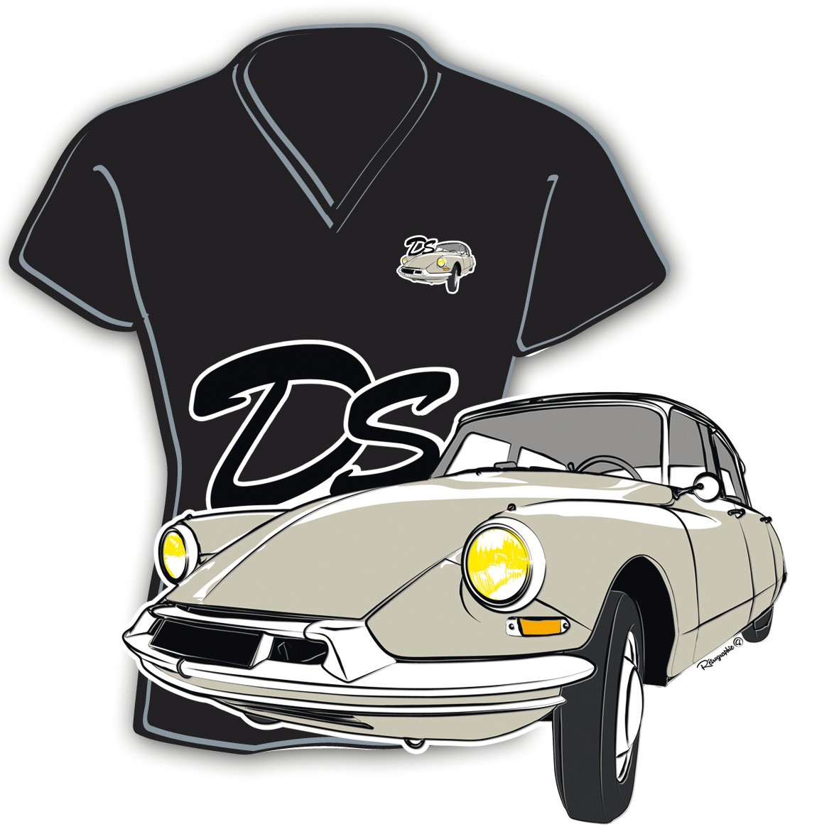 Tee-shirt femme Citroën DS grise taille xl