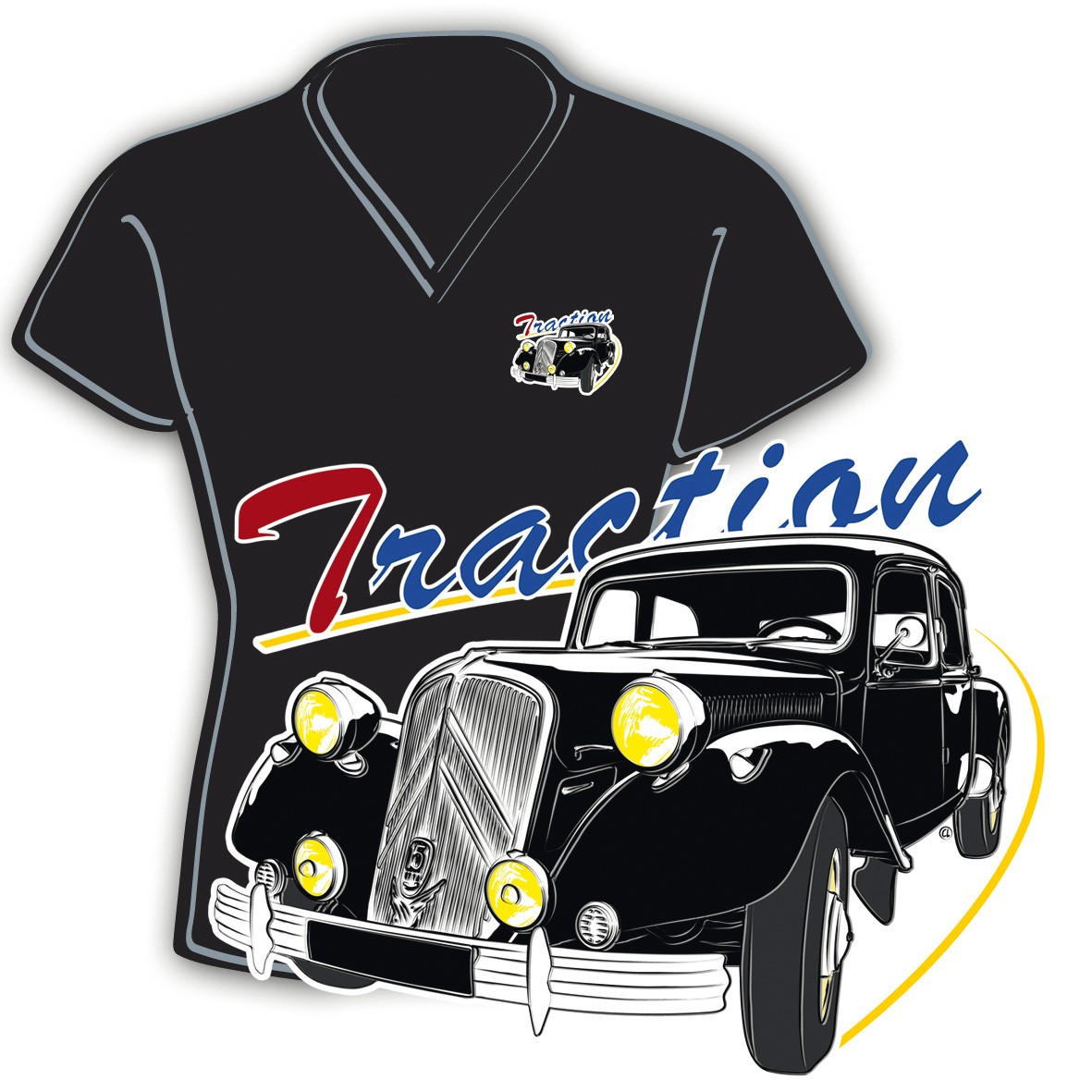 Tee-shirt femme Citroën Traction noir taille l