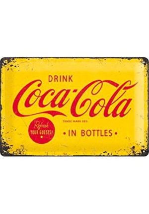 Plaque métal Drink Coca-Cola in bottles