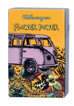 Etui pour paquet de cigarettes VW flower power orange