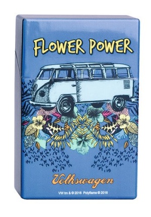 Etui pour paquet de cigarettes VW flower power bleu