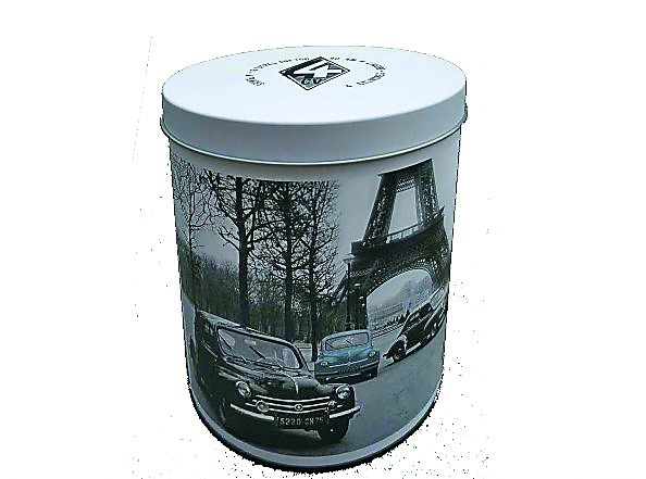 Boîte métal ronde Renault 4 CV