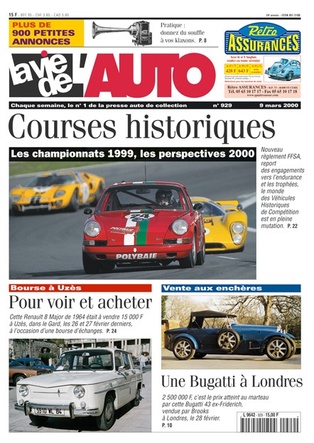 La Vie de l'Auto n° 929 du 09/03/2000