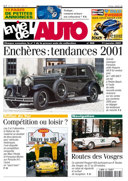 La Vie de l'Auto n° 968 du 11/01/2001