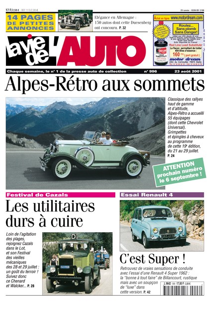 La Vie de l'Auto n° 996 du 23/08/2001