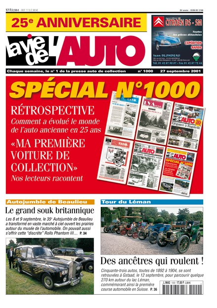 La Vie de l'Auto n° 1000 du 27/09/2001