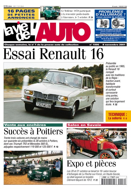 La Vie de l'Auto n° 1006 du 08/11/2001