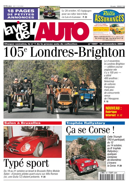 La Vie de l'Auto n° 1007 du 15/11/2001