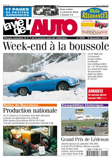 La Vie de l'Auto n° 1010 du 06/12/2001