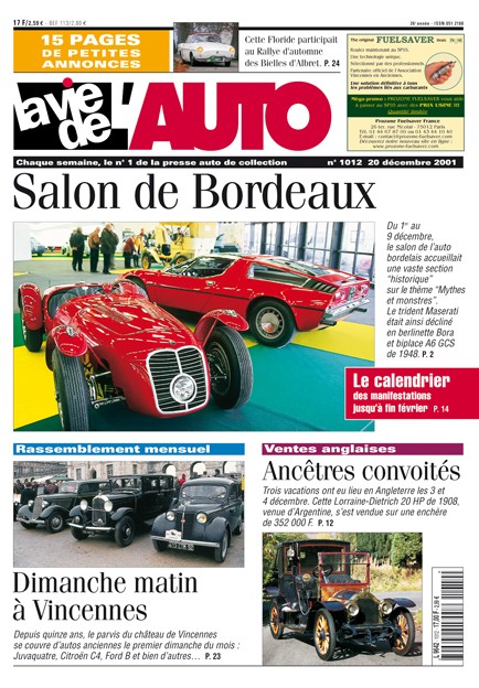 La Vie de l'Auto n° 1012 du 20/12/2001