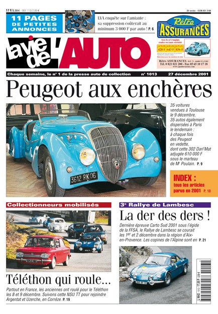 La Vie de l'Auto n° 1013 du 27/12/2001