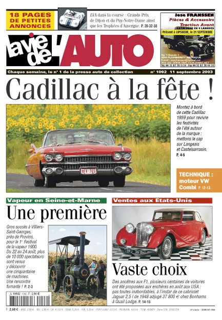 La Vie de l'Auto n° 1092 du 11/09/2003