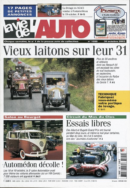 La Vie de l'Auto n° 1099 du 30/10/2003